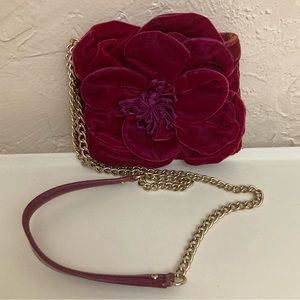 Kate Spade Velvet Magenta Flower Evening Bag